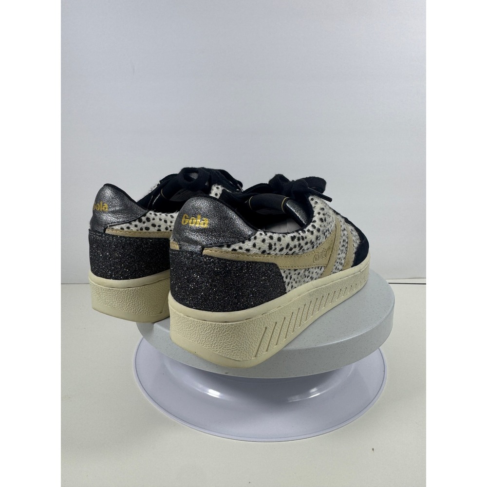 Gola Superslam Women's Sneakers Low Top Black Gold Cheetah Faux Fur Size 9‎ - Picture 7 of 14